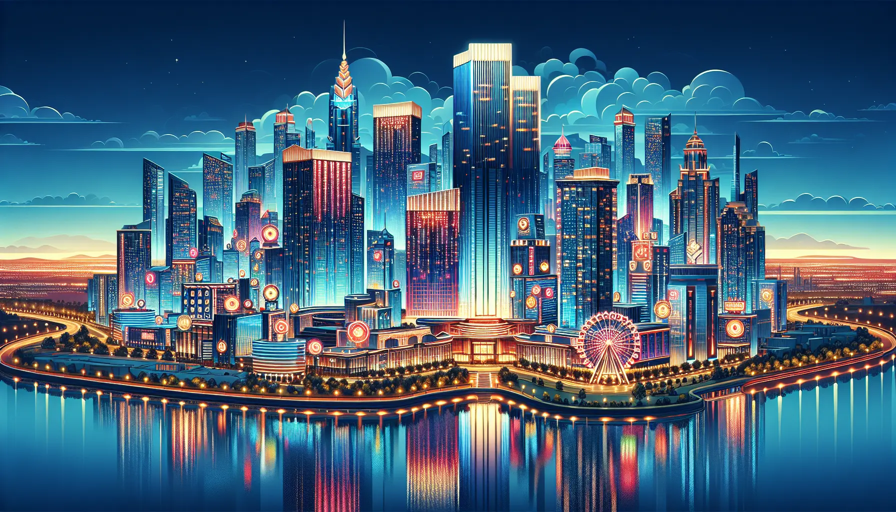 City Winner Casino metropolitan skyline at night